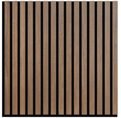 Phoenix Artpanel Paneles Acusticos Decorativos con Laminas de Madera y Fieltro para Pared 60 x 60 x 2.1 cm (8 Piezas, Walnut)
