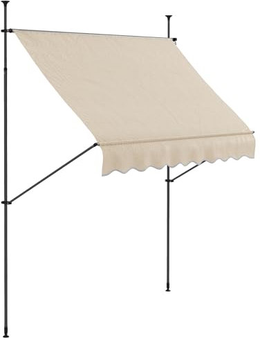 Outsunny Store banne autoportant Manuel auvent rétractable 2,5L x 1,2l x 2,1-3H m Inclinaison réglable pour Balcon sans Trous à percer métal alu Polyester Sable