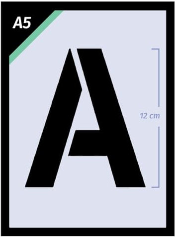 QBIX Großes Buchstabenschablonen-Set, komplettes Alphabet-Buchstaben-Vorlagen-Set in drei großen Größen (12 cm Buchstabenhöhe - A5)