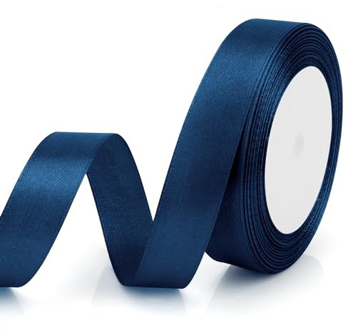 Geschenkband Blau Satinband Dunkelblau 20mm, 23m Schleifenband für Geburtstagsgeschenke Gurtband Geschenkverpackung Geschenkband Stoff Satinbänder Festival Bänder Gurtbänder Seidenbänder Baby Shower