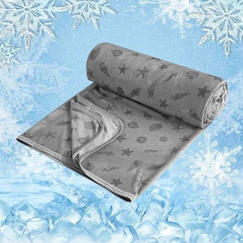 WONGS BEDDING Kühldecke Sommerdecke - mit Japanische Arc-Chill Q-Max 0,43 Kühlfasern, 2 in 1 Selbstkühlende Decke für Menschen zum Reisen Sofa Büro Betten Hause, Grau 150x200 cm