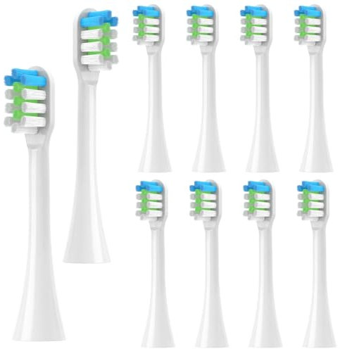 10er-Pack Ersatzbürsten Kompatibel mit Lächen, Zahnbürste Weich für Erwachsene, Kompatibel mit Olybo und Lächen Ultraschall Elektrozahnbürste, für RM-T8 / H9 / 051B / T5, S131-Weiß