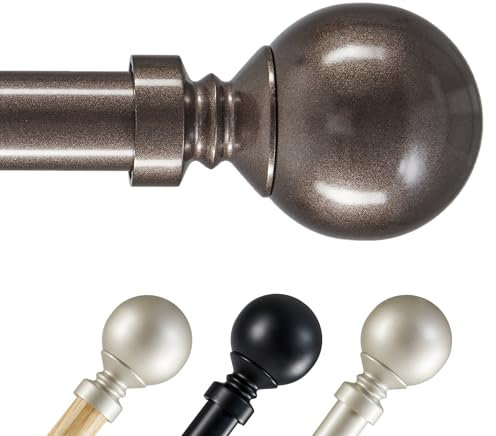 Deconovo Gardinenstange 25mm Durchmesser Ausziehbar mit Halterung Edelstahl Robuste Vorhangstange für schwere Vorhänge Vorhangstangen aus Edelstahl, 168-305 cm, Bronze, 1 Stück