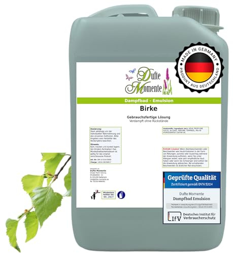 Dufte Momente Dampfbad-Emulsion 3 Liter Birke | gebrauchsfertig | Hochwertige Formel | Für gewerbliche Dampfbäder, Thermen & Spas