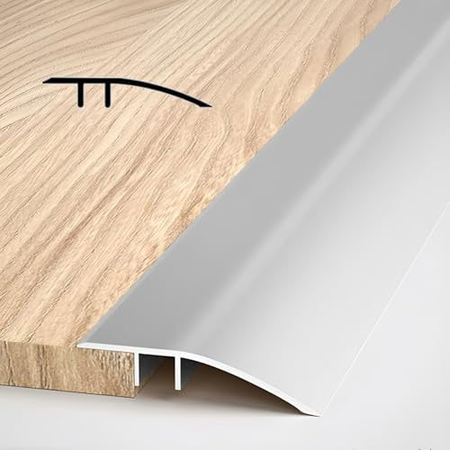 1.6in Wide Aluminum Floor Transition Strip, Doorway Threshold Ramp Bar | Tile Laminate Reducer, Smooth Transition For Carpet To Tile, Fit Height 0.2 To 0.5in(Silver)
