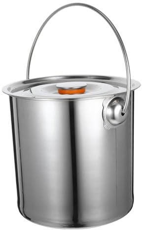 FUNOMOCYA Outdoor Stainless Steel Firewood Bucket Lid Handheld Wood Storage for Camping Hiking and Barbecues and Portable Firewood Adding Random Style