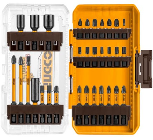 INGCO 31Pcs Impact Screwdriver Bits Set with Holder, S2 Steel AKDL11306