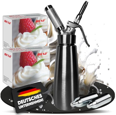 NEMT Edelstahl Sahnespender 0,5L 500 ml Sahnesiphon mit 20 Sahnekapseln
