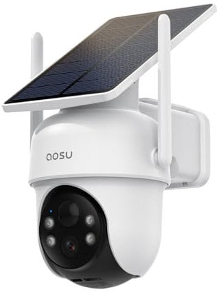 AOSU Security Cameras Outdoor Wireless, Add-On Camera, Solar Powered, Auto Tracking, Alexa & Google Home, Requires Homebase, Homebase Supports Up to 4 Cams