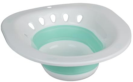 Relaxdays Bain de siège pour Soins intimes, Bidet de Toilette, HLP : 12 x 36 x 39 cm, en Plastique, Blanc/Turquoise