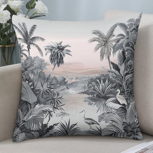 NONHAI Decorative Throw Pillow Covers Set of 2, 16x16 Square Cushion Case Soft Comfy Tropical Palm Trees Throw Pillows for Couch Cushion Livingroom Farmhouse Home Decor Pillowcases