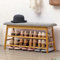 HYGRAD® Bamboo Hallway Shoe Rack 3 Tier Shoe Rack Organiser Entry Cushioned Bench With Storage Compartment Under Bench Natural Bamboo For Hallway Living Room Bedroom Bathroom Office
