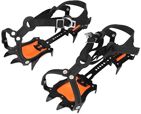 Ice Axe,Tbest Crampons for Hiking Boots,Portable Outdoor Sports 10 Toothed Snow Crampons Slip Resistant Ice