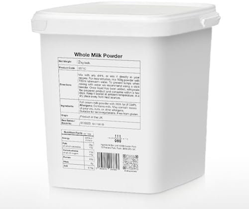 IB Whole Milk Powder 2kg | 100% Pure, No Additives or Emulsifiers, Bovaer-Free | Full Cream Fat (26%) Powdered Dried Milk | UK Product