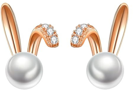 Ohrringe Ostern Damen, Strass-Perlen-Hasen-Ohrringe, Osterohrringe, Niedlich Kaninchen Perle Ohrstecker, Hasen Ohrstecker, Osterhasen Ohrringe, Osterdekoration Schmuck Für Frauen Und Mädchen (A)