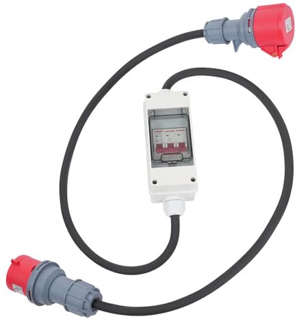 WindWilder CEE Adapter, 32A auf 16A Adapter mit Leitungsschutzschalter, 5X 2.5mm² Kupferdraht, IP44 CEE Verlängerungskabel (1 M)