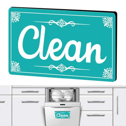 Qkbuza Clean Dirty Magnet For Dishwasher,Super Strong Clean Dirty Magnet For Dishwasher - Large Text Easy To Read, Kitchen Organizer And Gadget, Non-Scratching, Home Farmhouse Kitchen For Dish Washer