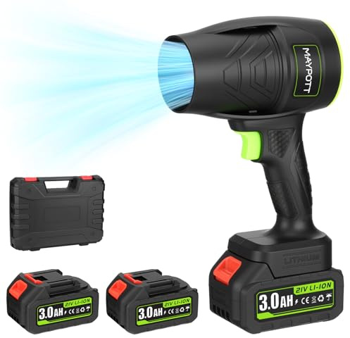 Blumway Laubbläser kabellos mit Akku, Laubbläser für die Rasenpflege, Handbläser, 21V*2 Stück Batterien Elektrische Laubbläser für Hof/Rasenpflege, Staubwischen, Laubblasen, 24000r/min