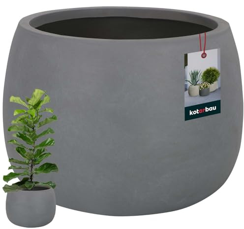 KOTARBAU® Macetero Decorativo Interior, Maceta Ø 33 cm, Fibreclay | Maceta Orquidea, Maceta de Pie, Macetero con Efecto Hormigón, Tiestos para Plantas Interior, 23 cm de Alto, Gris