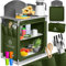 KESSER® Cocina de camping, incluye bolsa de transporte y juego de vasos, armario plegable para camping, con estructura de aluminio, cocina de viaje, caja de cocina, armario para tienda de campaña,