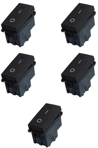 5x Interruttore 0-1 16A, Moduli neri, Compatibile Con Vimar Arke', frutti, interruttori, pulsanti, deviatori, dimmer, sensori, PIR, buzzer, Per Placche originali e compatibili