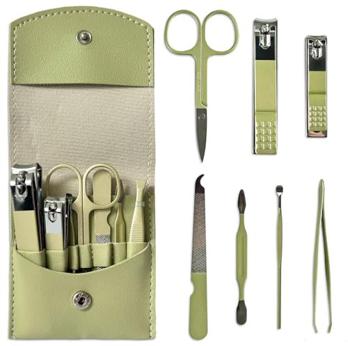 LAC FOR YOU Kit Manicura 7 Piezas – Set de Manicura y Pedicura, Conjunto Profesional para Uñas, Kit Viaje – Verde