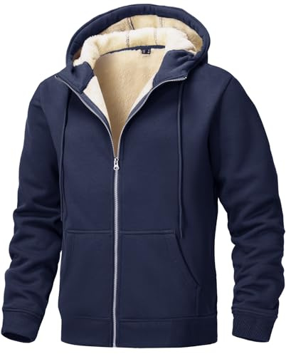 Tansozer Herren Gefütterte Winter Hoodies Sweatjacke Warme Jacken Kapuzenpullover mit Taschen