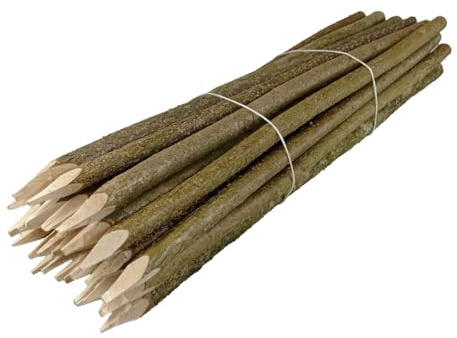 Poteau de clôture 25 pièces Naturel - Poteau affûté Cheville Ronde, Bois de Noyer, Clôture de Jardin - H 120 cm