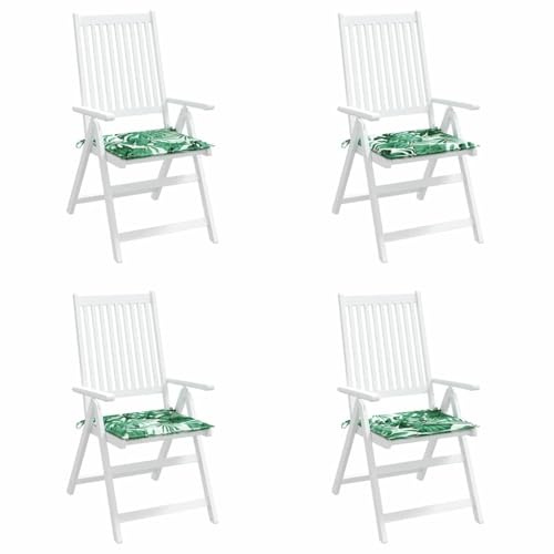 vidaXL Stuhlkissen 4 STK. Blattmuster 50 x 50 x 4 cm Oxford-Stoff | Stilvolles Blattmuster bringt einen schönen Akzent in deine Einrichtung, Hält Verschüttungen und Feuchtigkeit fern,