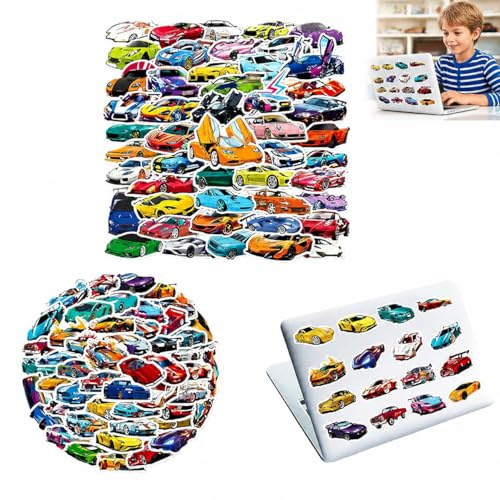 CZAYEFNH Super Auto-Aufkleber – Rennwagen & Sportwagen Aufkleber, Wasserdicht und Langlebig, Perfekt für Wasserflaschen, Laptops, Skateboards, Helme und mehr – Coole Aufkleber für Auto- und Rennsport