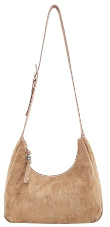 FREDsBRUDER Leder Umhängetasche Velvet Wild Midi Hobo Camel hellbraun