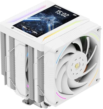 Thermalright TR Peerless Assassin 120 Vision Max ARGB White CPU Air Cooler, Dual Tower Cooler 2150 rpm, 5 Inch IPS Display (480 x 854 Resolution), PC Cooler for Intel LGA1851/1700/115x and AMD AM4/AM5