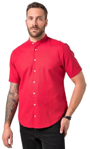 JP 1880 Herren Hemd, Halbarm, Leinenmix, Stehkragen, Modern Fit Hemd (1er Pack)