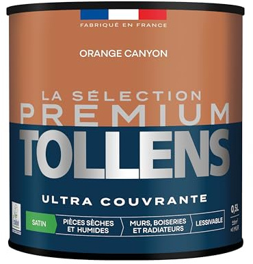 Tollens - Peinture Couleur - Murs, Boiseries & Radiateurs - La Sélection Premium - Pièces sèches et humides - Ultra couvrante & résistante - Ultra rapide - Ecolabel - Satin - ORANGE CANYON - 0L5 = 6m²