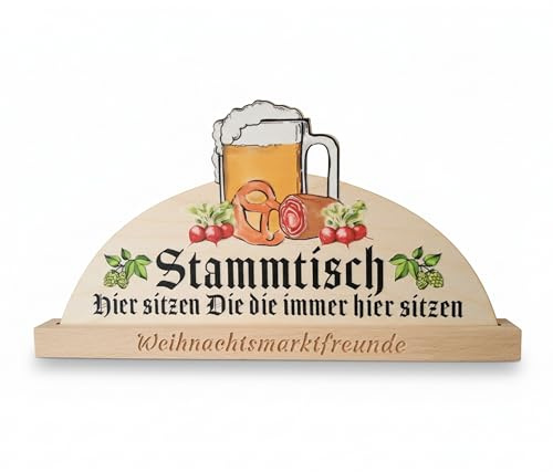 Stammtisch Schild Holz 30 cm – Bierkrug Tischaufsteller & Wanddeko – Rustikale Deko für Gasthaus, Partykeller & Zuhause – Geschenk Männer & Bierliebhaber (Mit individueller Gravur)