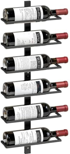 HOMCOM Wine Rack Wall Mounted 6 Tier Metal Wine Display Rack for Bar Black | Storage Holder, Kitchen, Dining Room, Cellar
