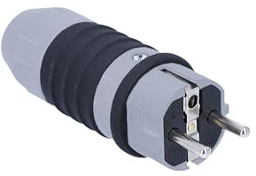 as - Schwabe DuroConn Schutzkontaktstecker | extrem robust, mit Schnellverschluss, 230V/16A, für Leitungen bis 3 x 2,5 mm², grau/schwarz, IP54