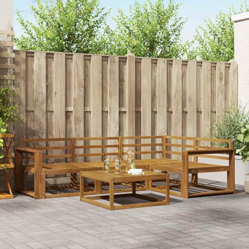 Teenpull Ensemble de canapés d'extérieur 5 pièces en Bois d'acacia Massif Naturel avec Design à Lattes, accoudoirs Confortables, pour Patio Jardin Bord de Piscine