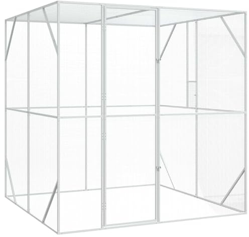 Emmtore Vogelkäfig Verzinkter Stahl,rechteckiger Käfig 202 x 209 x 214 cm