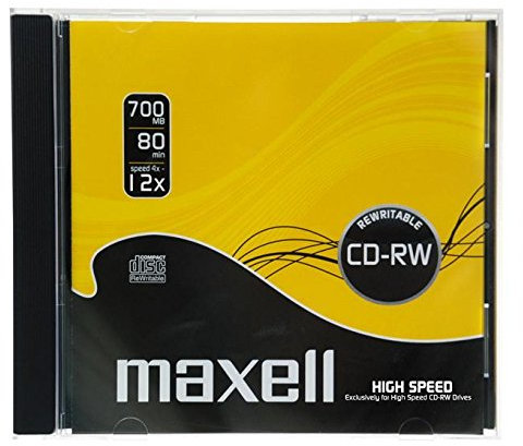Maxell 626001 CD-RW 80 Rohlinge (4x-12x Speed, 700MB, überschreibbar, 1er Jewelcase)