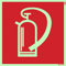Symbolschild Feuerlöscher Orig. ANDRIS® DIN, BGV A8 Kunststoffplatte nachleuchtend + selbstklebend 150x150mm