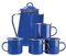 Stansport 8 Cup Enamel Percolator with Four Enamel Mugs, 12-Ounce, Blue