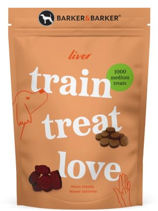 Barker and Barker 1000 Medium Liver Dog Training Treats, for Medium Dogs | Grain Free, Low Calorie, Low Fat, High Protein & B Vitamins, 12mm Size, Human Grade, No Artificials, Made in the UK
