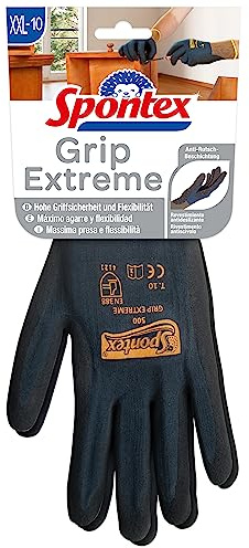 Spontex Grip Extreme Arbeitshandschuhe mit Nitrilbeschäumung, nach EN 388, leicht, flexibel, Farbe nicht frei wählbar, Größe XXL, 1 Paar