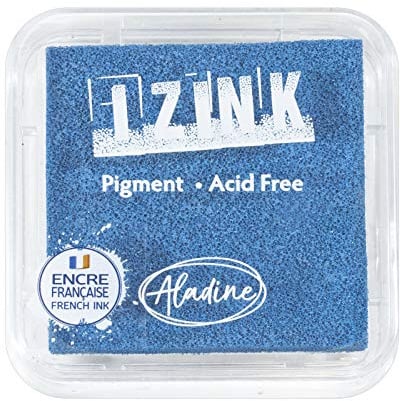 Aladine Stempelkissen Izink Pigment Stempelfarbe - Stempelkissen Classic schnelltrocknend – Scrapbooking, Embossing und kreative Kartengestaltung – Größe 5x5cm (Classic Aqua)