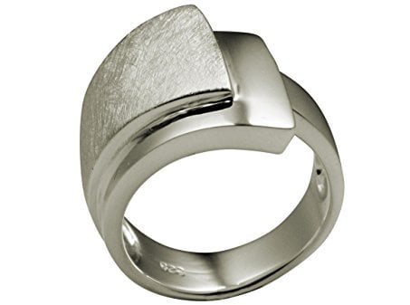 SILBERMOOS Eleganter Damen Ring doppelter Bandring gebürstet glänzend breit 925 Sterling Silber