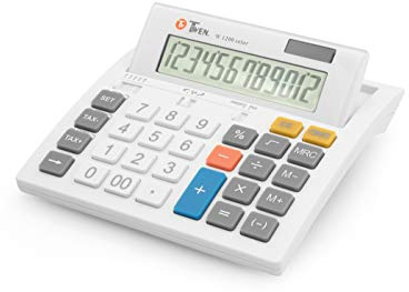 TWEN TW-W1200 Tischrechner solar, 12-stelliges LCD-Display