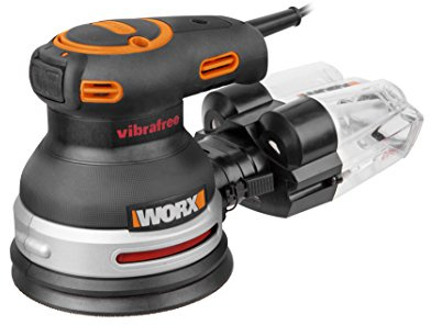 WORX WX655 Exzenter Schleifer Vibrafree 380W – Schleifgerät Mit Cyclone Staubbehälter, Schleifpapier K60/K120/K180 & Werkzeugkoffer