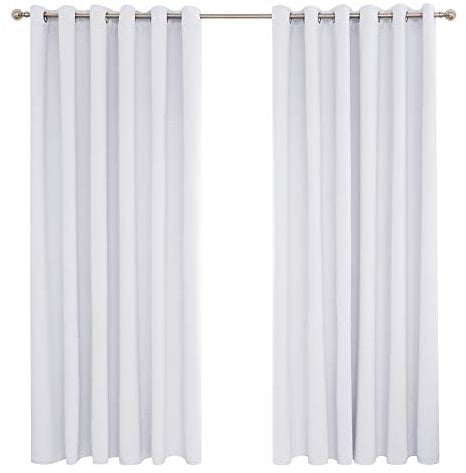 Deconovo Super Soft Thermal Insulated Eyelet Room Darkening Curtains for Bedroom 90 x 90 Inch Silver Grey 1 Pair