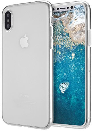 doupi UltraSlim Hülle kompatibel für iPhone X (iPhone 10), Ultra Dünn Clear Farbe TPU Glatte rutschfeste Handyhülle Cover Bumper Soft Case Taschenschutz Design Schutzhülle, Clear